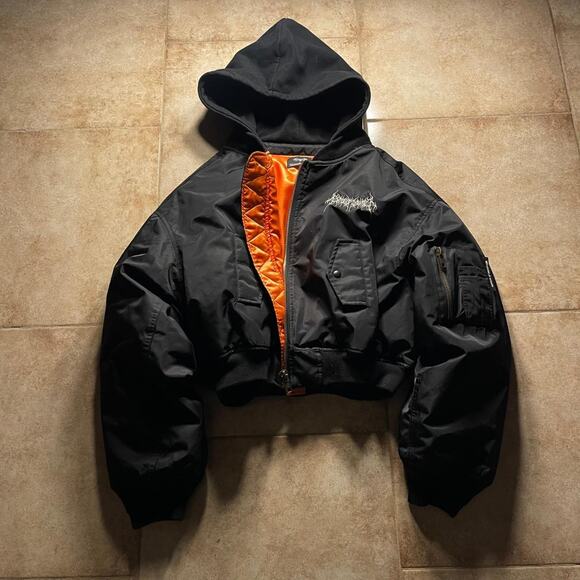 Vetements Style Japanese Brand Arabic Embroidery Bomber Jacket - Picture 1 of 8
